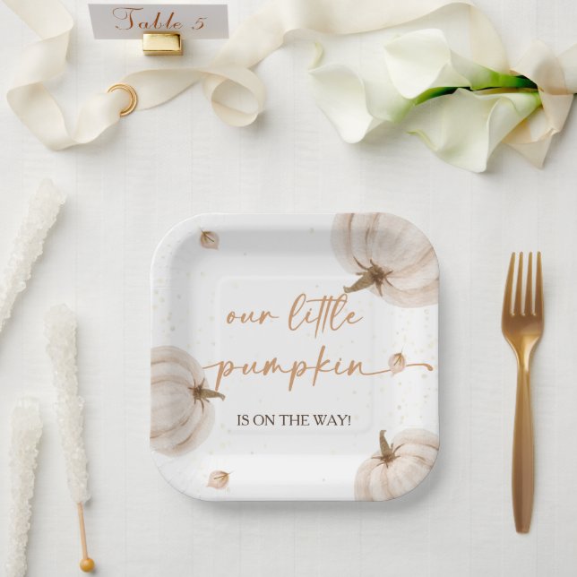 Our Little Pumpkin Fall Autumn Baby Shower Paper Plates (Wedding)