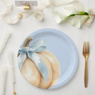 Our Little Pumpkin Fall Baby Shower Blue Baby Boy Paper Plates