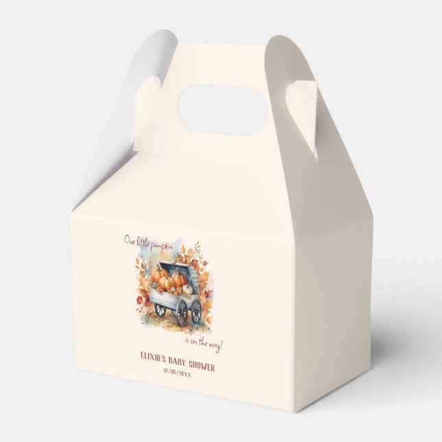 Our Little Pumpkin Fall Baby Shower Gender Neutral Favor Boxes (Front Side)