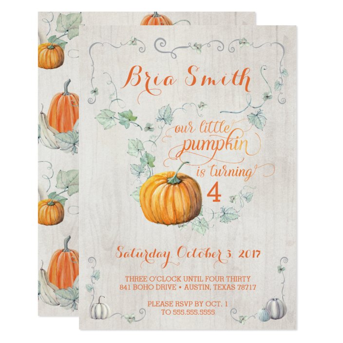 Our Little Pumpkin Fall Birthday Party Invitations | Zazzle.com