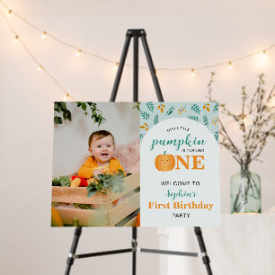 Our Little Pumpkin Fall Custom Photo Birthday Foam Board
