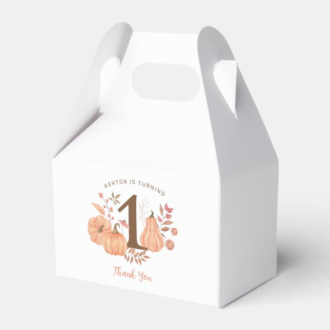 Our Little Pumpkin Fall First Birthday Favor Boxes (Front Side)