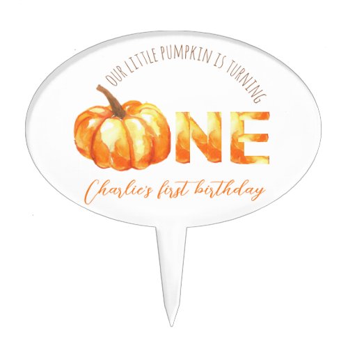 Our Little Pumpkin Fall First Birthday Watercolor Cake Topper