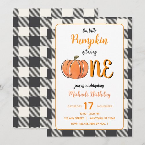 Our Little Pumpkin Fall Flannel Boys Birthday