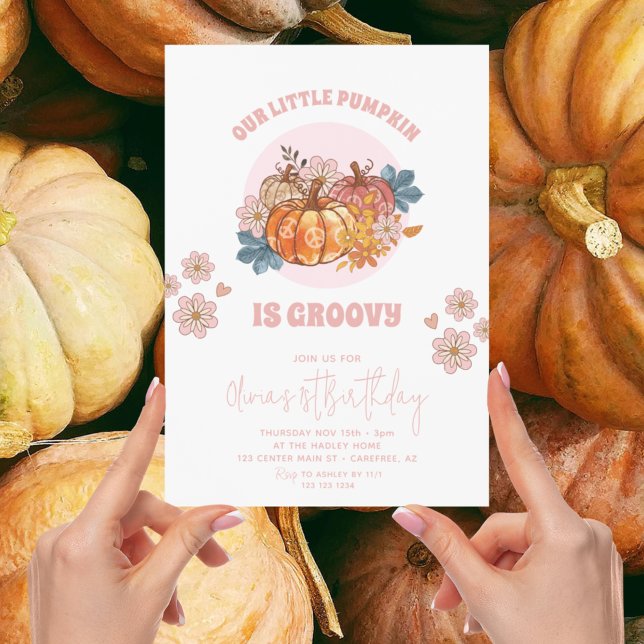 Our Little Pumpkin Fall Floral 1st Birthday Invitation (Creator Uploaded)