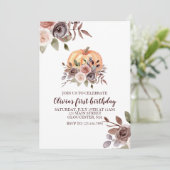Our Little Pumpkin fall floral first birthday Invitation (Standing Front)