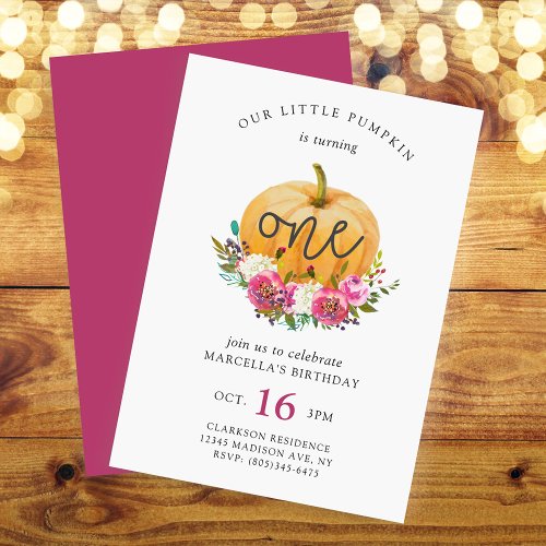 Our Little Pumpkin Fall Floral Invitation