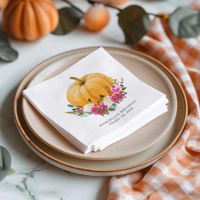 Our Little Pumpkin Fall Floral Napkins (Creator Uploaded)