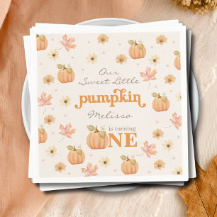 Our Little Pumpkin Fall Orange Girl First Birthday Napkins