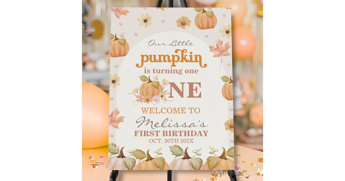 Our Little Pumpkin Fall Watercolor Floral Birthday Foam Board | Zazzle