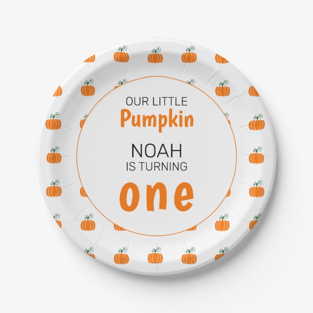 Our Little Pumpkin First Birthday Gender Neutral Paper Plates (Front)