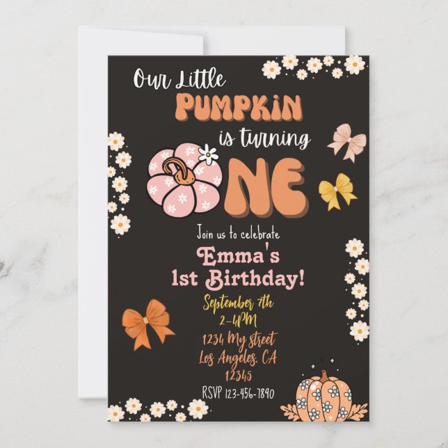 Our Little Pumpkin First Birthday Invitation (Front)