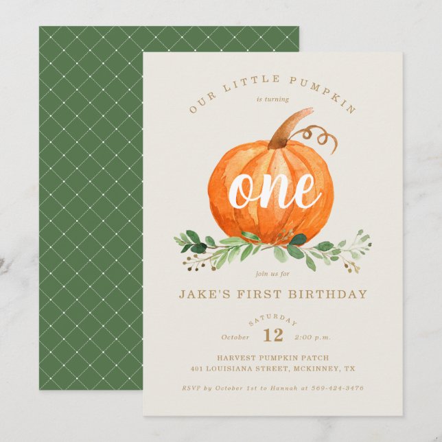 Our Little Pumpkin First Birthday Invitation (Front/Back)