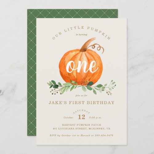 Our Little Pumpkin First Birthday Invitation