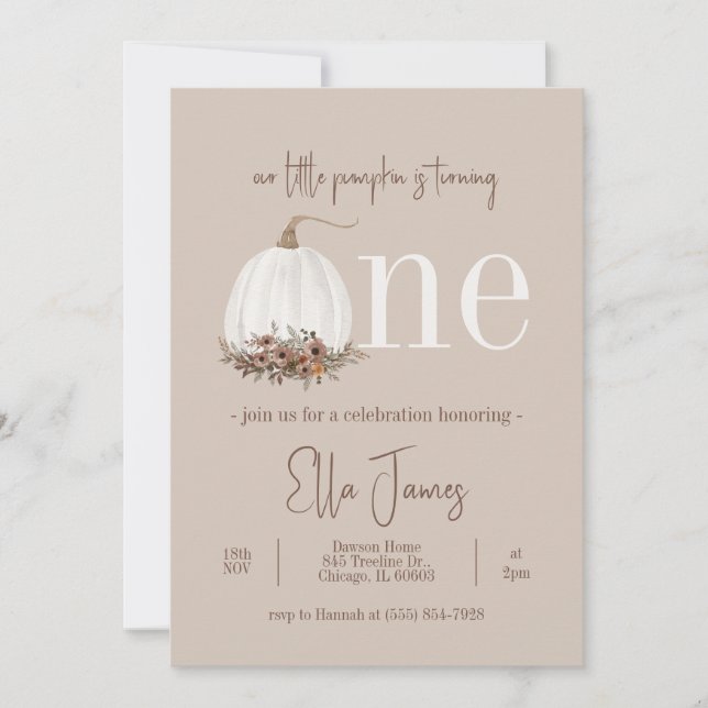 Our Little Pumpkin First Birthday Invitation (Front)