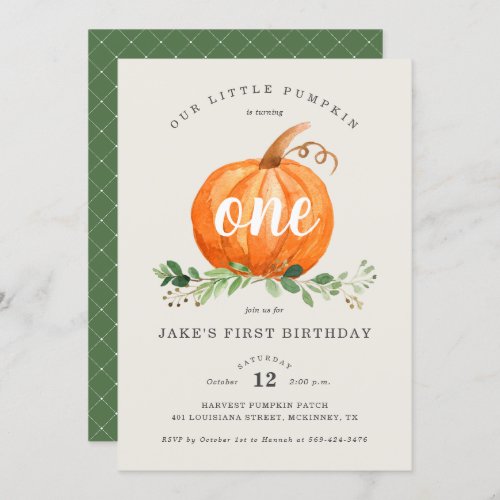 Our Little Pumpkin First Birthday Invitation