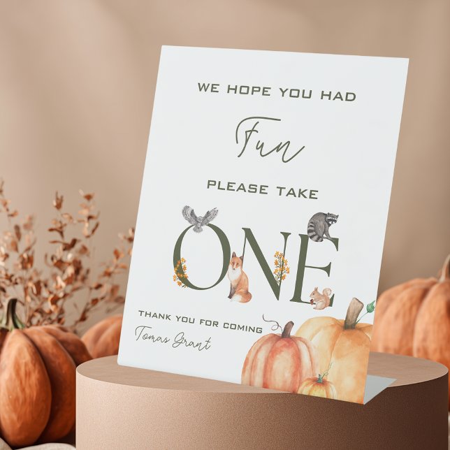 Our Little Pumpkin First Birthday Party Favor Pedestal Sign (Our Little Pumpkin First Birthday Party Favor Pedestal Sign)