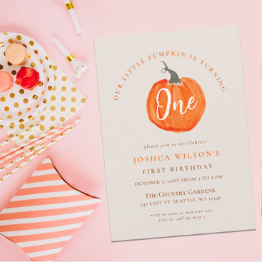 our little pumpkin first birthday party  invitation