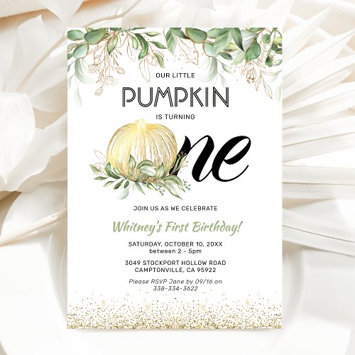 Our Little Pumpkin First Birthday Party Invitation