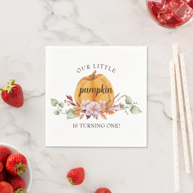 Our Little Pumpkin First Birthday Party Napkins (Insitu)