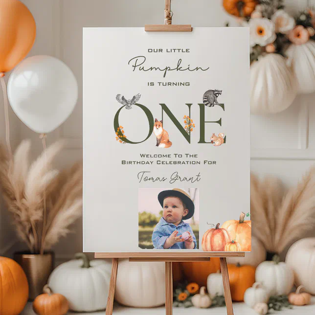 Our Little Pumpkin First Birthday Welcome Sign | Zazzle