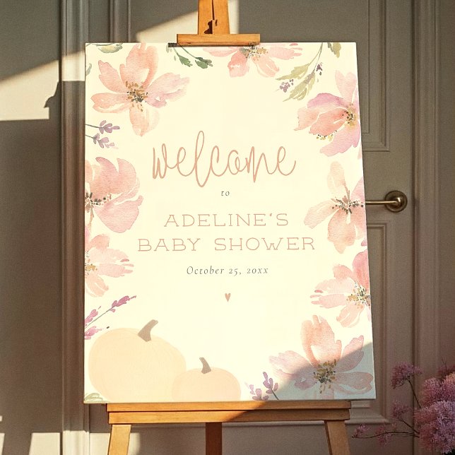Our Little Pumpkin Floral Baby Shower Welcome Sign (Creator Uploaded)