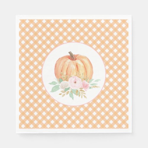 Our Little Pumpkin floral first birthday Napkins