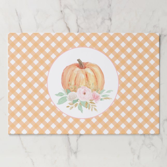 Our Little Pumpkin floral first birthday placemats (Front)