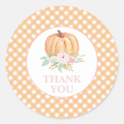 Our Little Pumpkin floral first birthday Thank you Classic Round Sticker