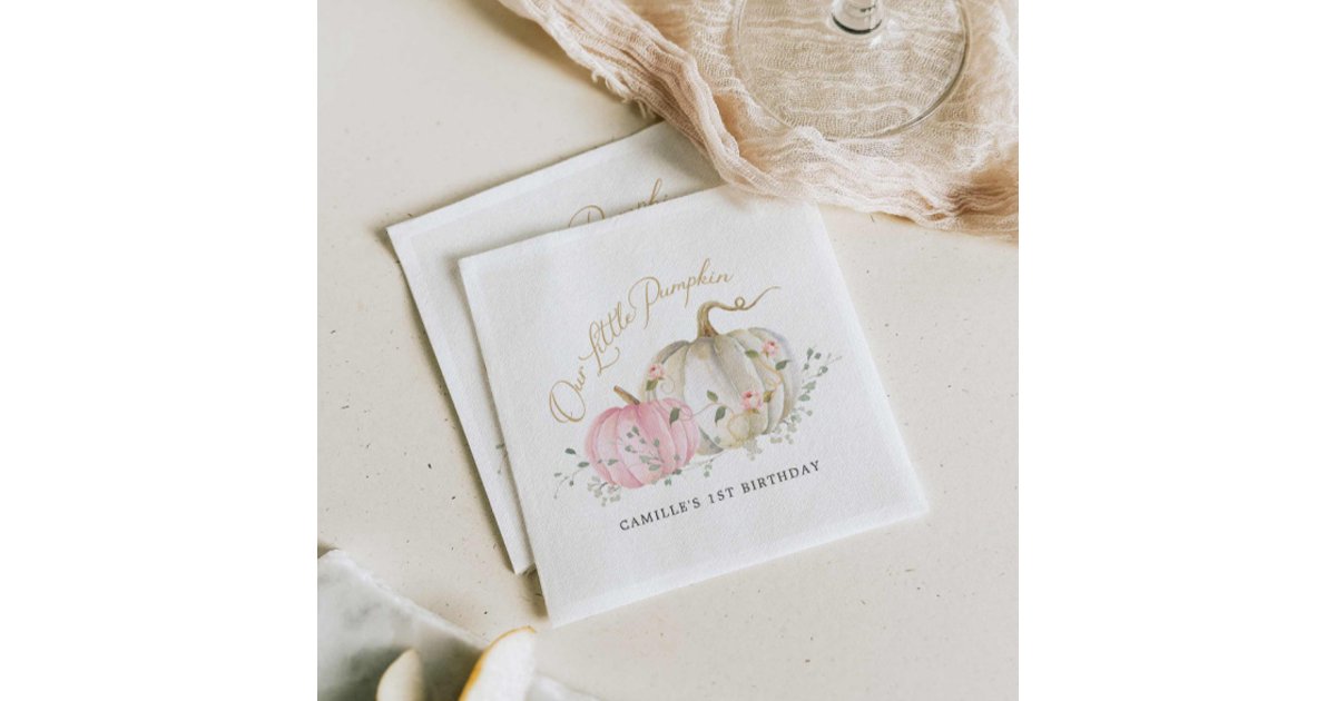 Our Little Pumpkin Girl 1st Birthday Napkins | Zazzle