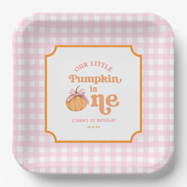 Our Little Pumpkin Girl 1st Birthday Party Paper Plates (Front)