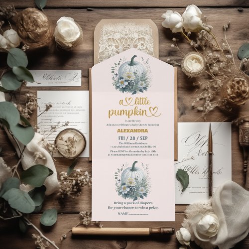 Our Little Pumpkin Girl Baby Shower All In One Invitation
