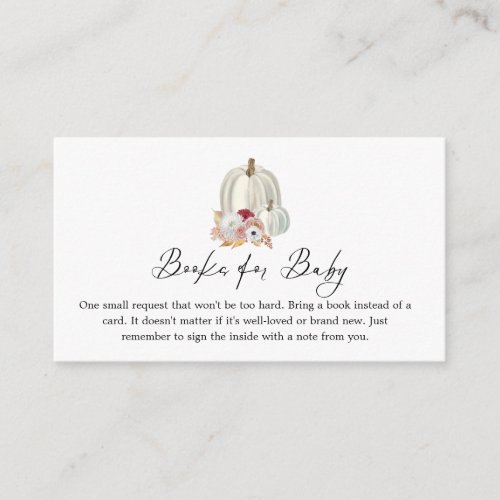Our Little Pumpkin Girl Baby Shower Book Request Enclosure Card