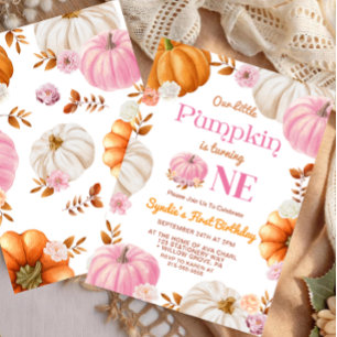 Our Little Pumpkin Girl First Birthday Party Invitation