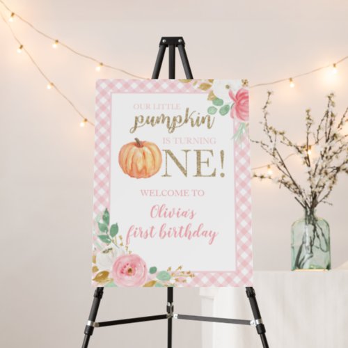 Our Little Pumpkin gold and floral first birthday  Foam Board