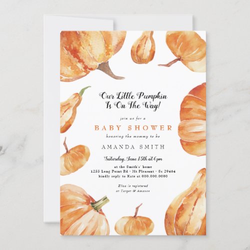 Our Little Pumpkin Is On The Way Baby Shower Invitation - Our Little Pumpkin Is On The Way Baby Shower Invitation