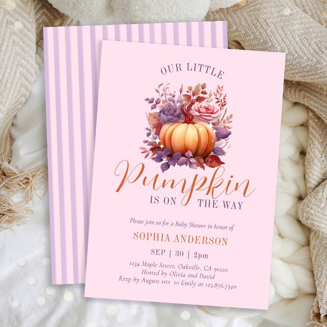 Our Little Pumpkin Is On The Way Blush Baby Shower Invitation (Creator Uploaded)