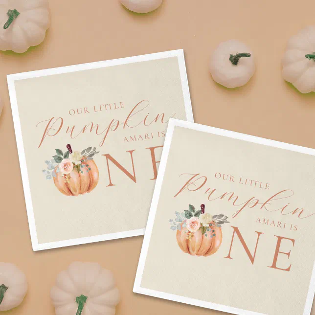 Our Little Pumpkin is One 1st Birthday Napkins | Zazzle