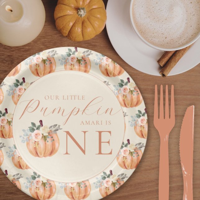 Our Little Pumpkin is One 1st Birthday Paper Plates (Creator Uploaded)