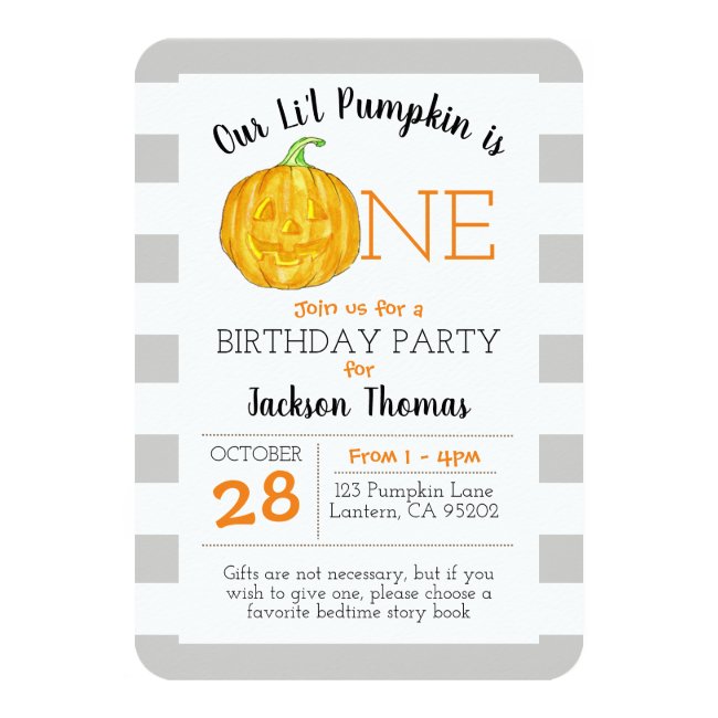Our Little Pumpkin is One First Birthday Invitation
