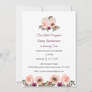 Our Little Pumpkin is One Invitation, 1st Birthday Invitation