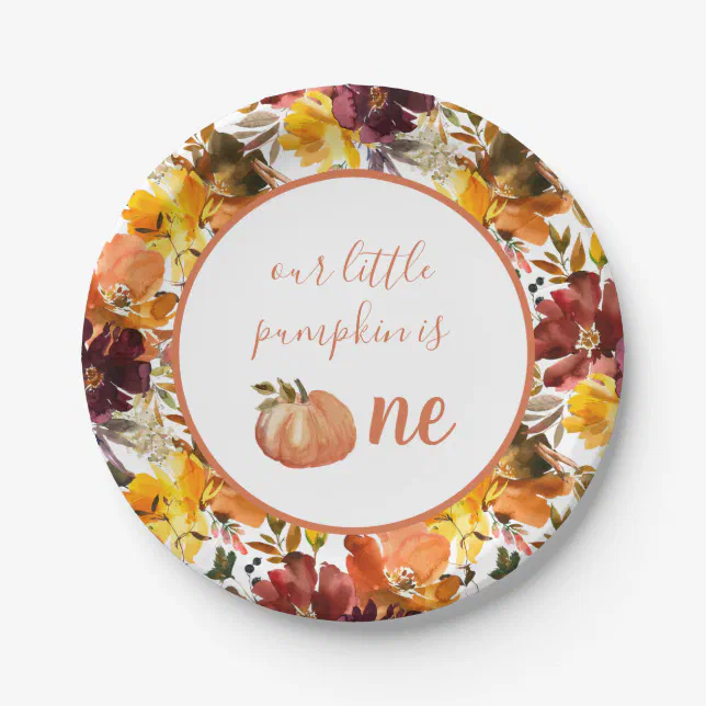 Our Little Pumpkin Is One Plates First Birthday | Zazzle