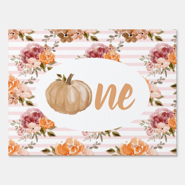 Our Little Pumpkin Is One Sign Blush Pumpkin (Front)