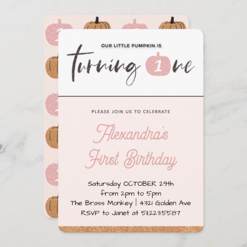 Our Little Pumpkin is Turning One 1st Birthday Invitation