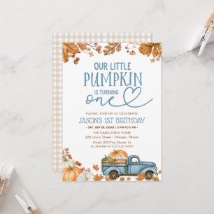 Our Little Pumpkin Is Turning One 1st Birthday Invitation