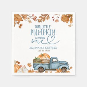 Our Little Pumpkin Is Turning One 1st Birthday Napkins