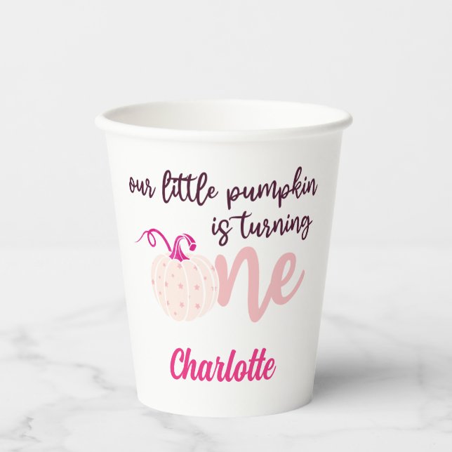 our little pumpkin is turning one 1St Birthday Paper Cups (Front)