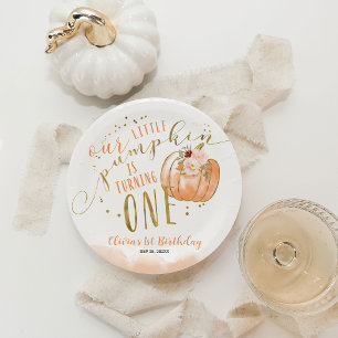 Our Little Pumpkin Is Turning One 1st Birthday Paper Plates