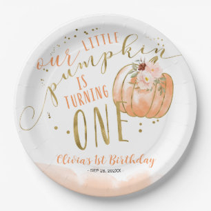 Our Little Pumpkin Is Turning One 1st Birthday Paper Plates