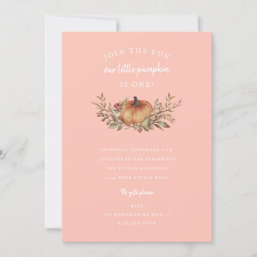 Our Little Pumpkin is Turning One Autumn Birthday Invitation